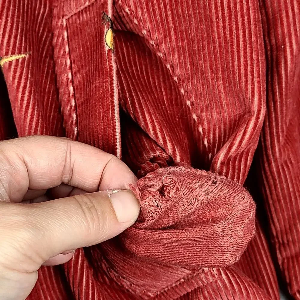 LL Bean Vintage Archive Red Corduroy Pheasant Barn Jacket Coat Women’s Medium - Picture 10 of 16